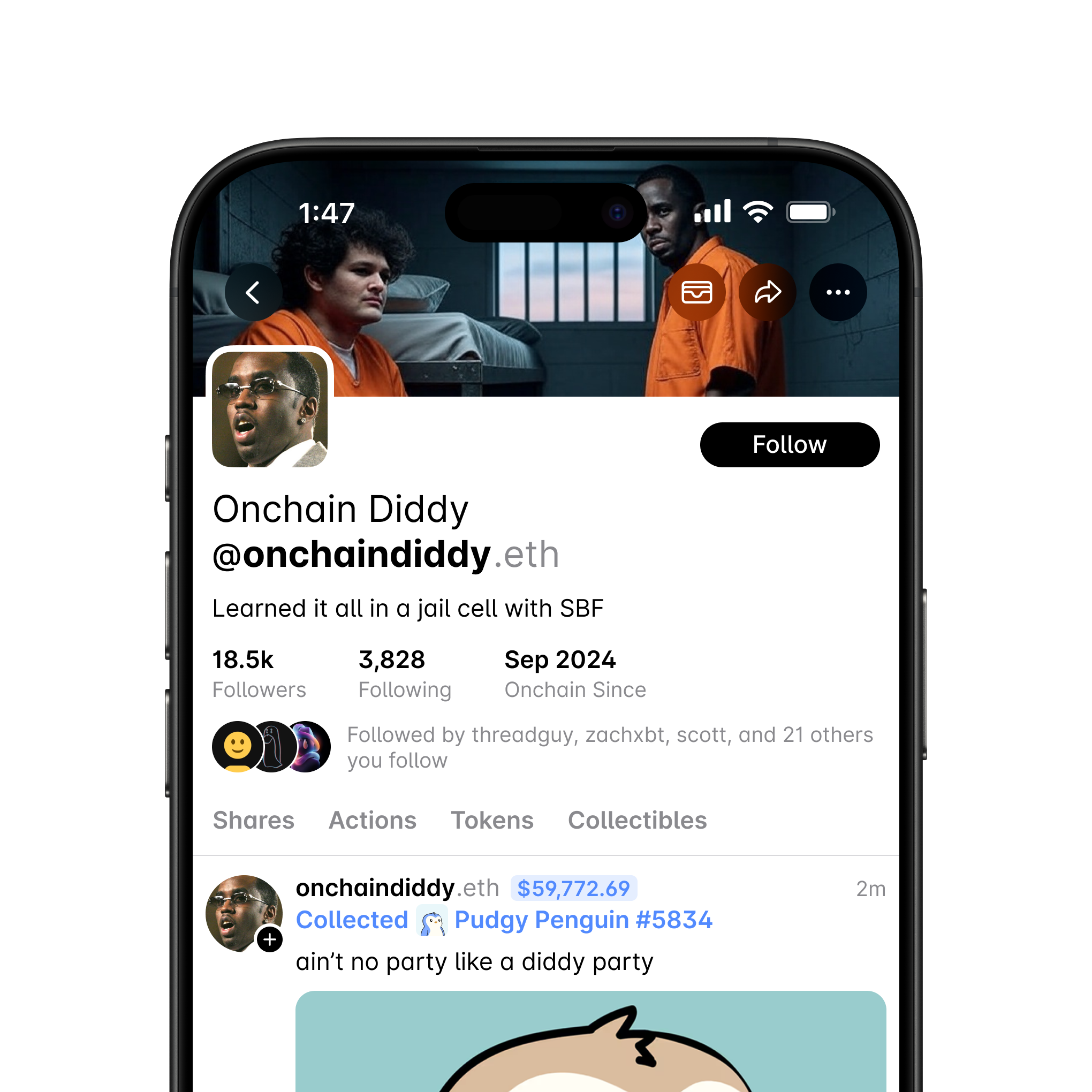 Complete Share user profile with followers, following, and shares