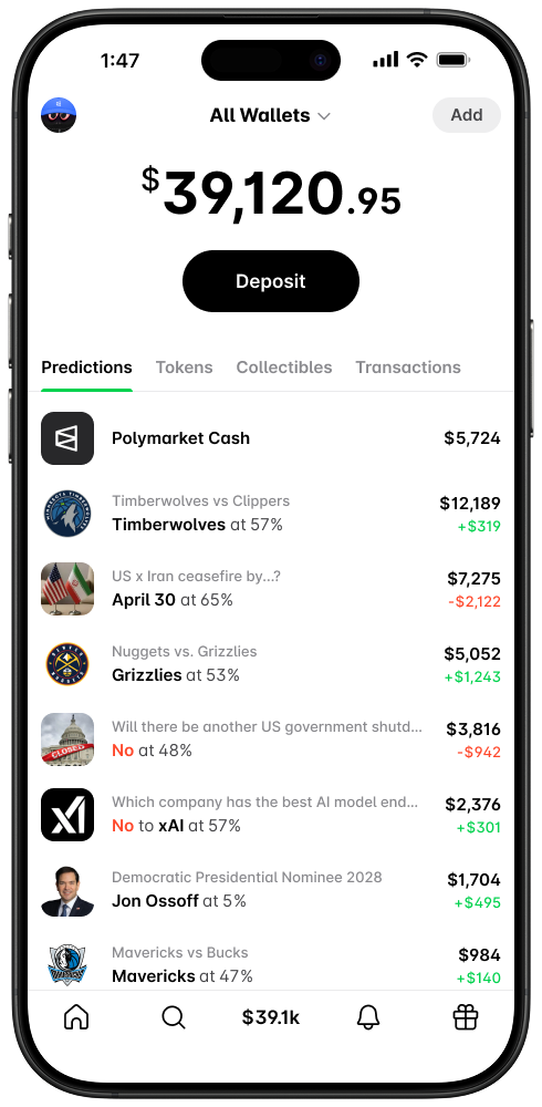 Wallet portfolio view showing total balances and tokens across all connected wallets