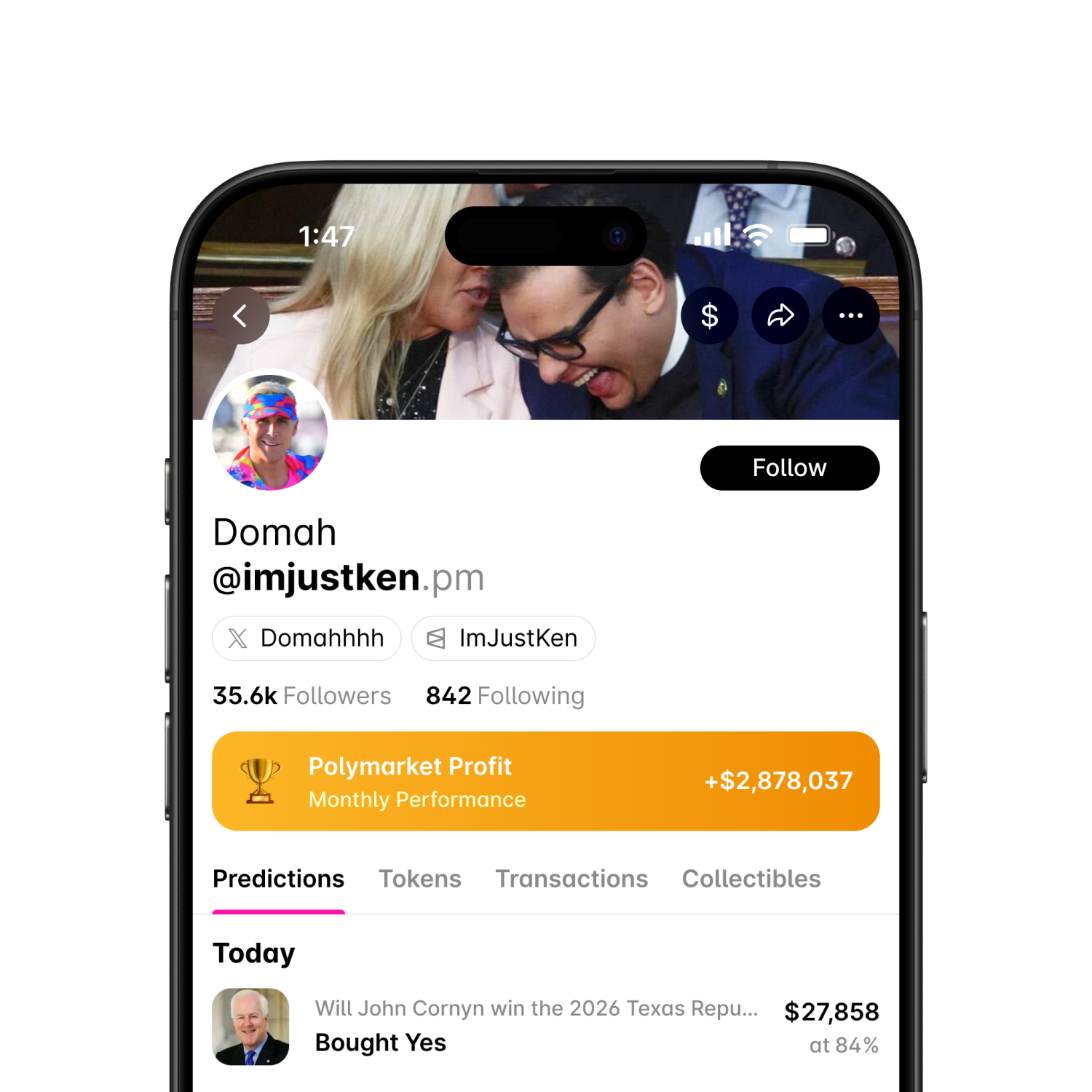 Complete Share user profile with followers, following, and shares